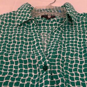 The Limited Green and White Geometric Shirt
